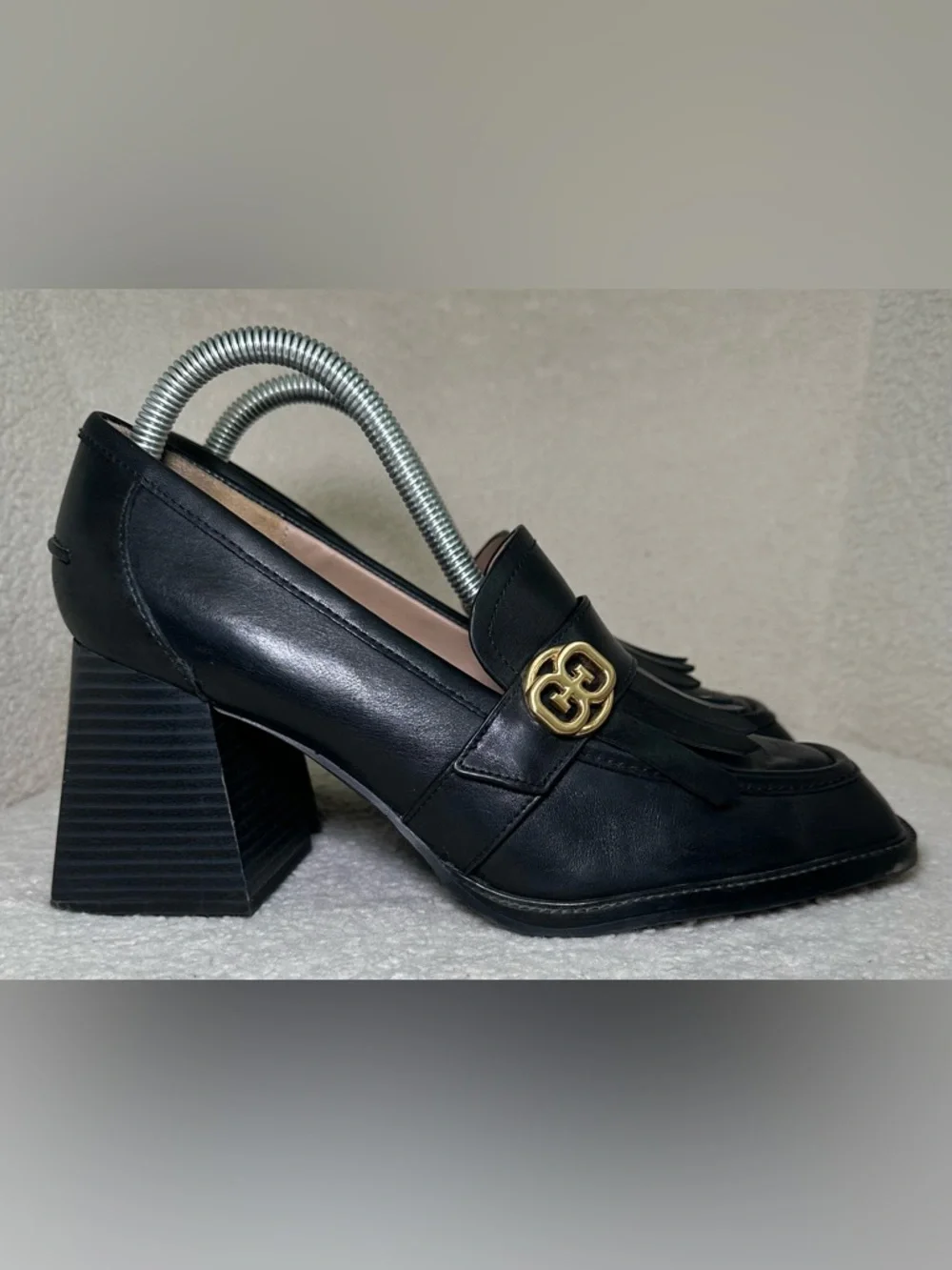 Sam Edelman Black‎ Leather Kiltie Chunky Loafer Preppy Academic Lolita Dark 9.5